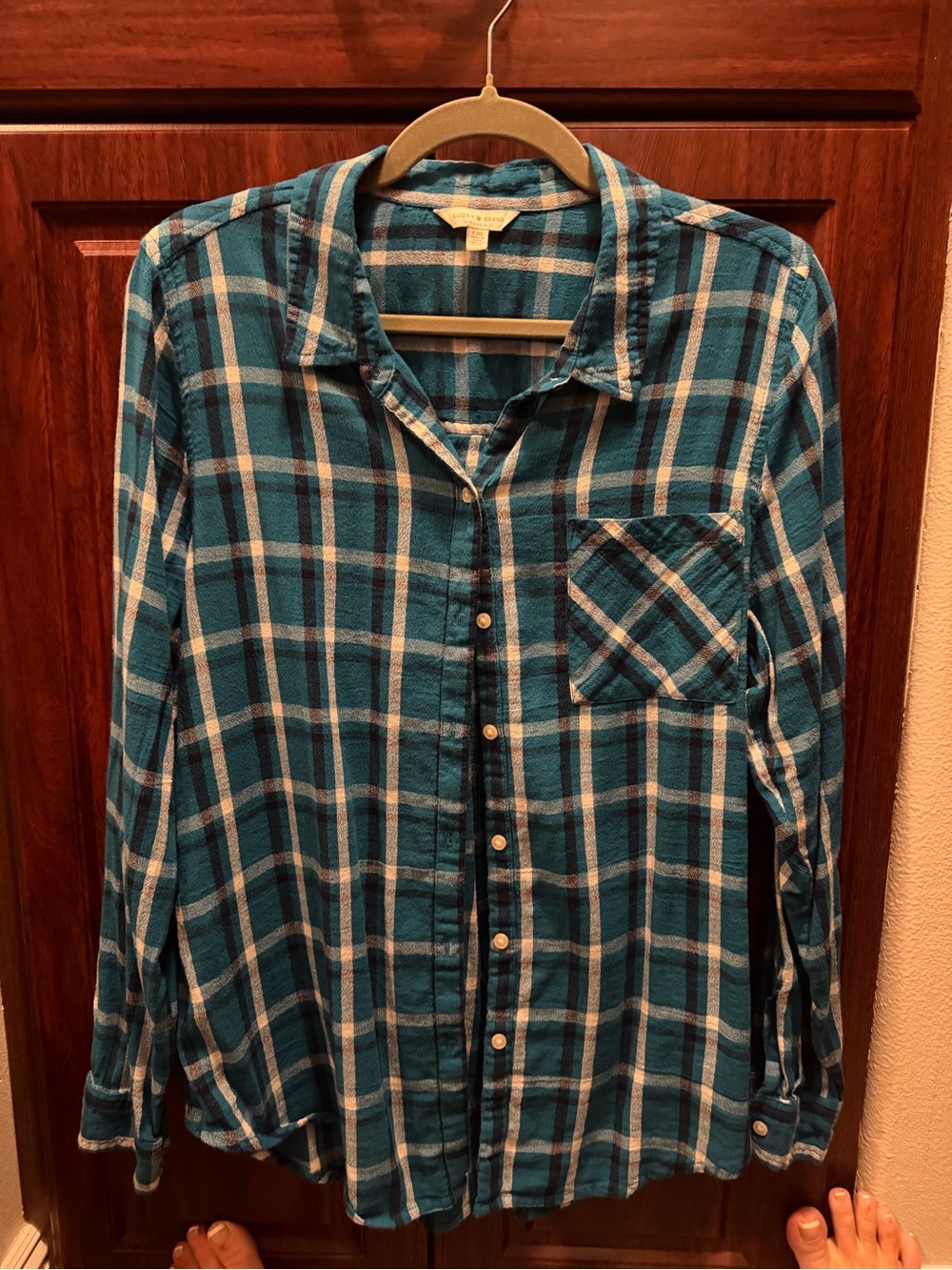 Lucky Brand Teal Plaid Button-Down Shirt